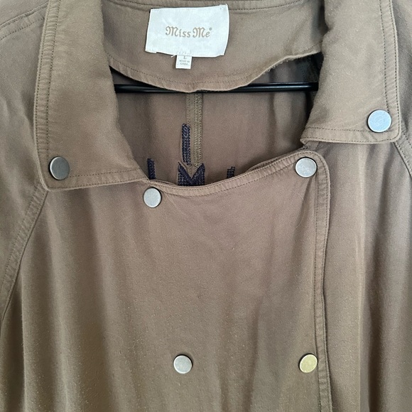Miss Me Brown Utility Jacket with Geometric Embroidery Large - Picture 4 of 8